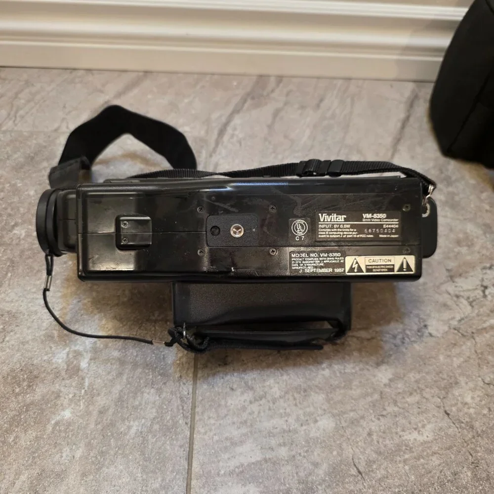 Black Vintage Handycam-Style Camcorder with Carry Bag
